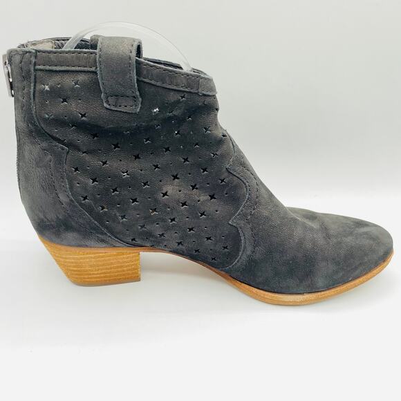 Sam Edelman Gray Suede Laser Cut Booties Size 6 - Picture 1 of 9